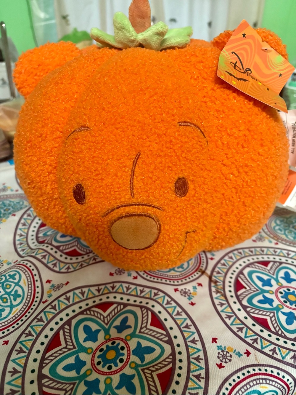 Disney Orange Pumpkin Winnie the Pooh Plush Pillow